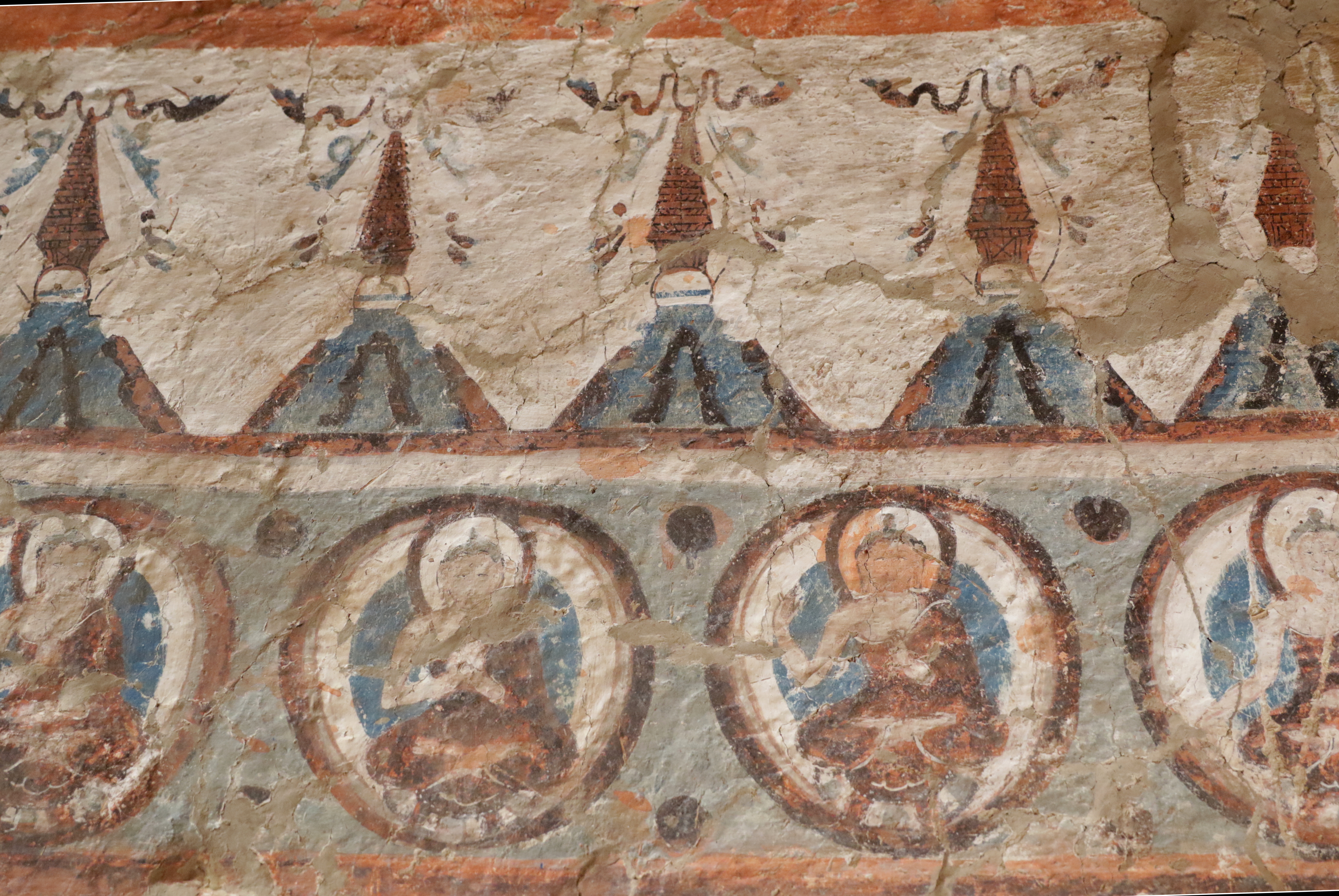 Paintings of Buddha in a monastery