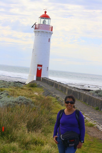 With the lighthouse in Port Fairy