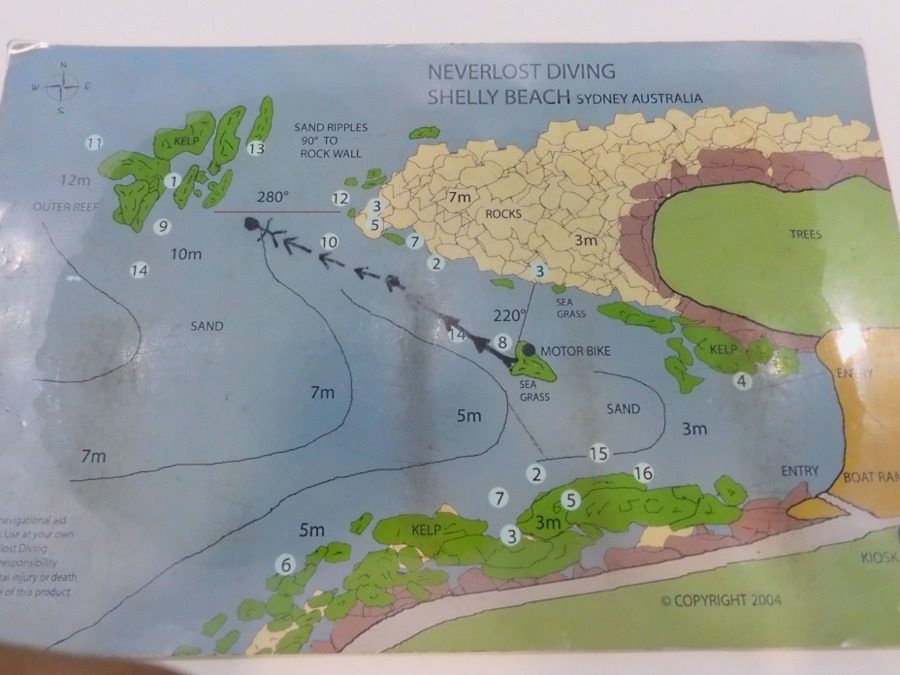 Map of the dive at Shelly beach