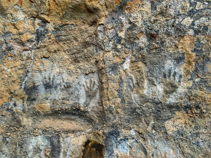Handprints at Blackfellows Hand Cave