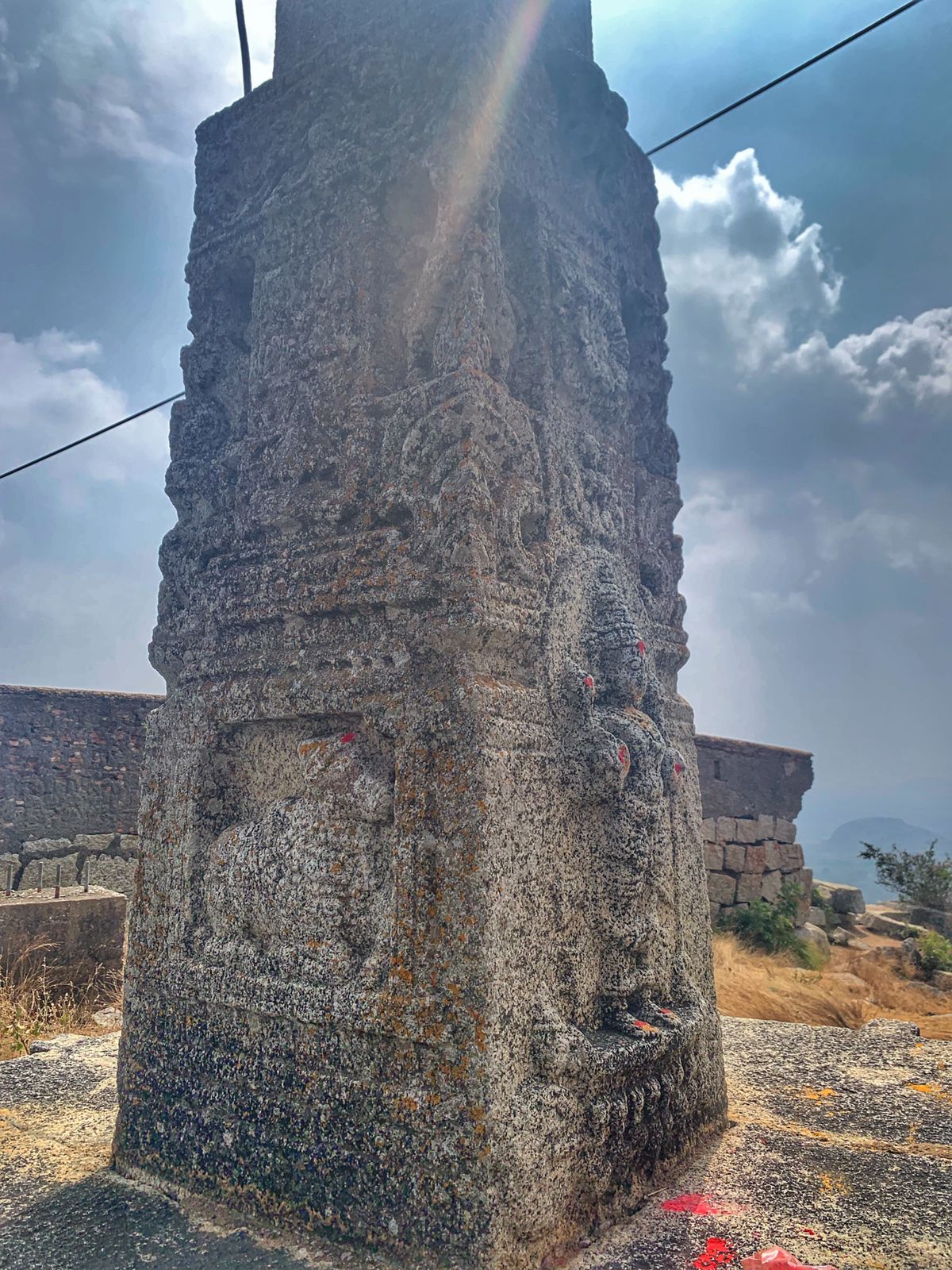 Pillar with a square base at Gudibande fort