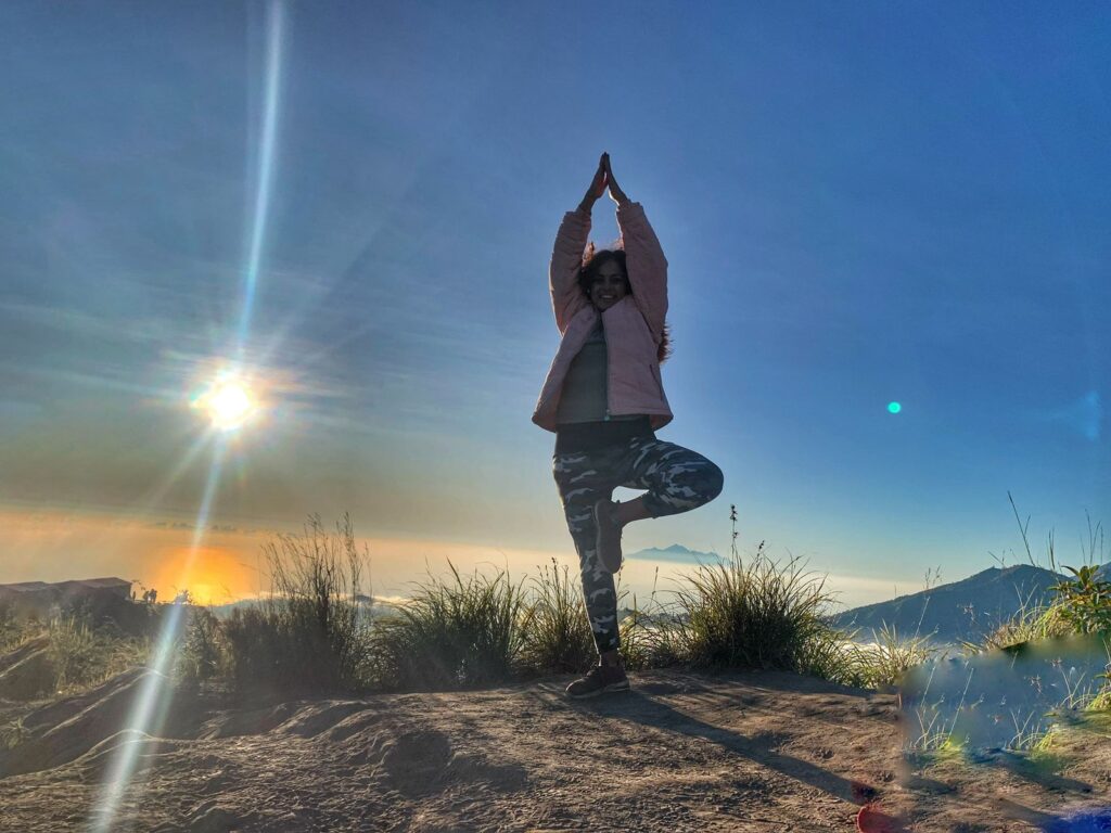 Doing some yoga - Mount Batur sunrise trek