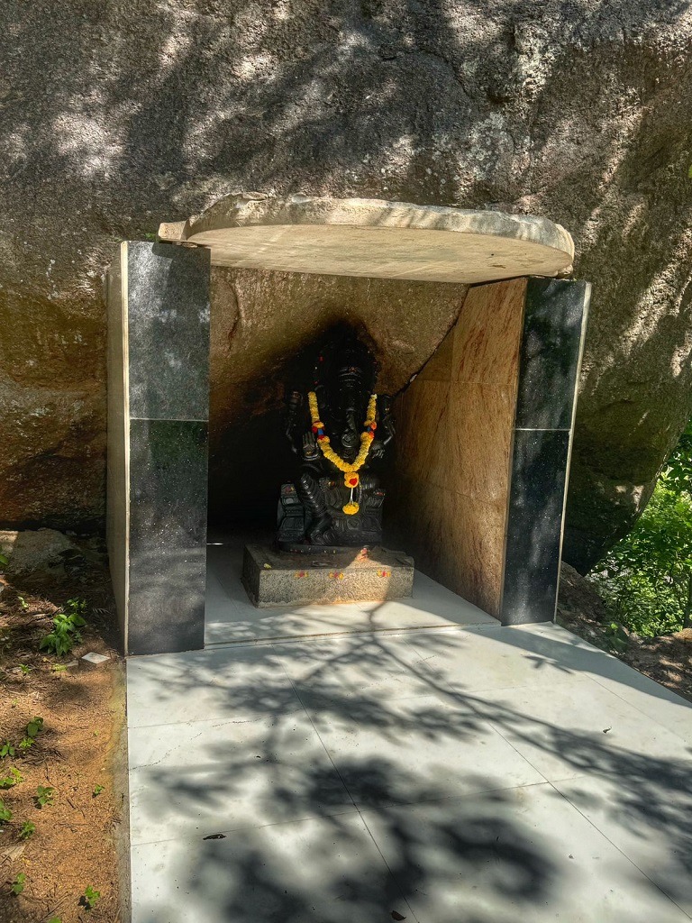 an idol of Lord Ganesha where we parked our car