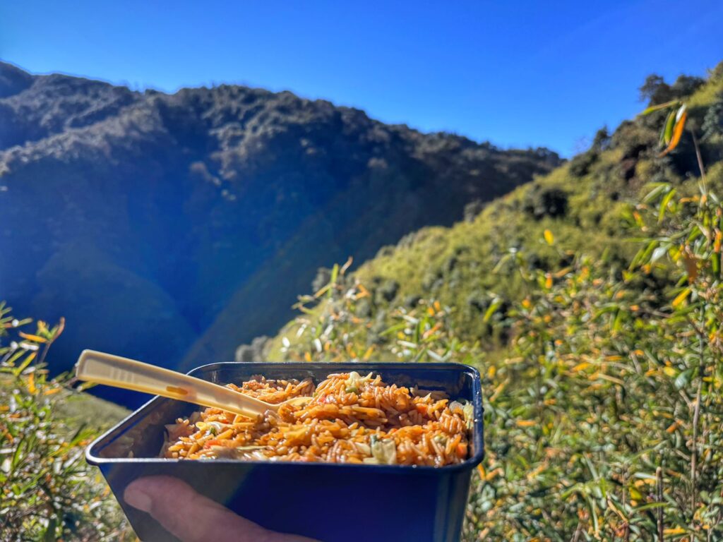 Enjoying the food along the trail