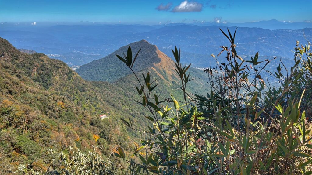 View of the mountains on the Dzukou Valley Trek